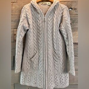 ARAN CRAFTS IRELAND HOODED ZIP CARDIGAN XS